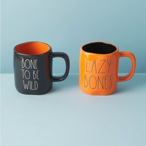 Rae Dunn Halloween Mug Set - 2-Pack Lazy Bones and Bone To Be Wild